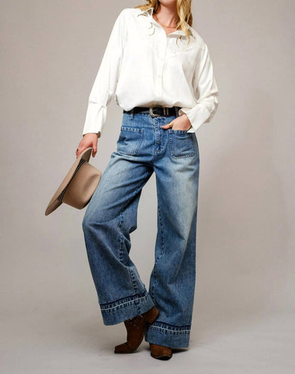 Blue B - Embroidered Western Yoke Button-up Blouse