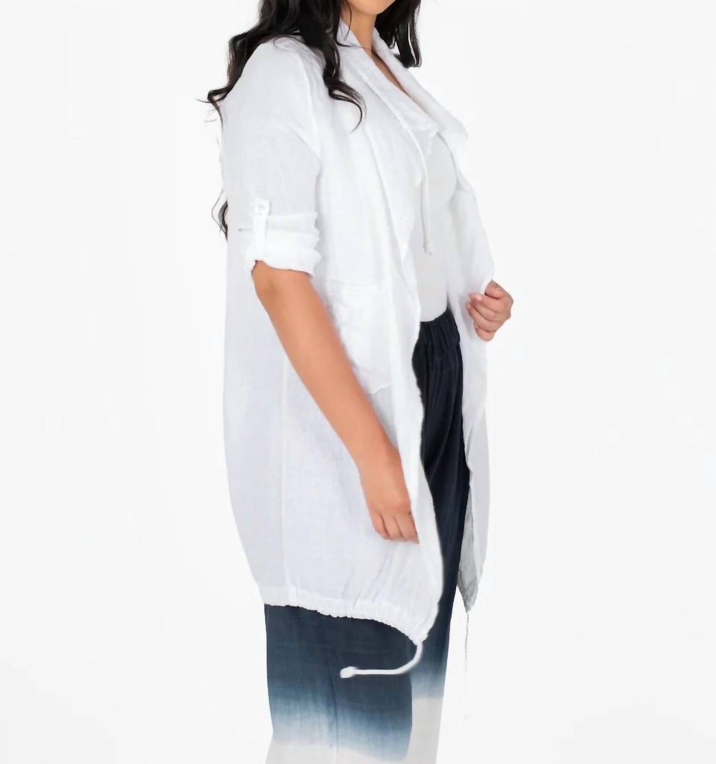 Made In Italy - Easy Long Fit Woven Cardigan