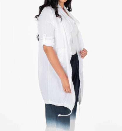 Made In Italy - Easy Long Fit Woven Cardigan