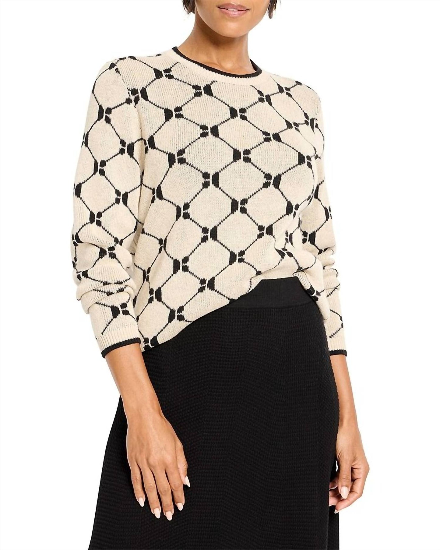 Nic + Zoe - Geo Argyle Doubleknit Sweater