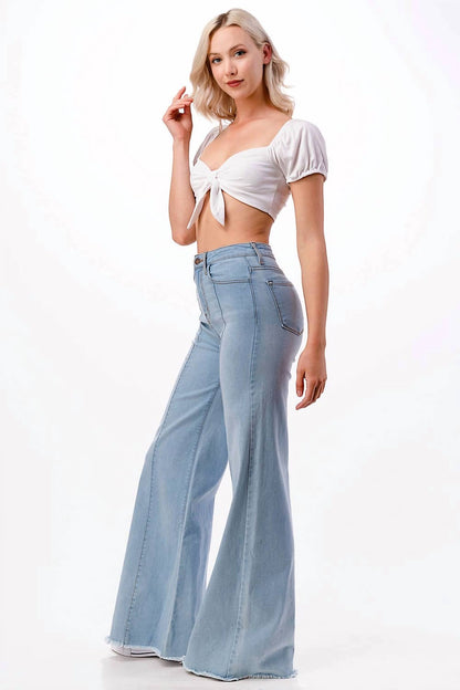 O2 Denim - Front Seam Wide-leg Western Jeans