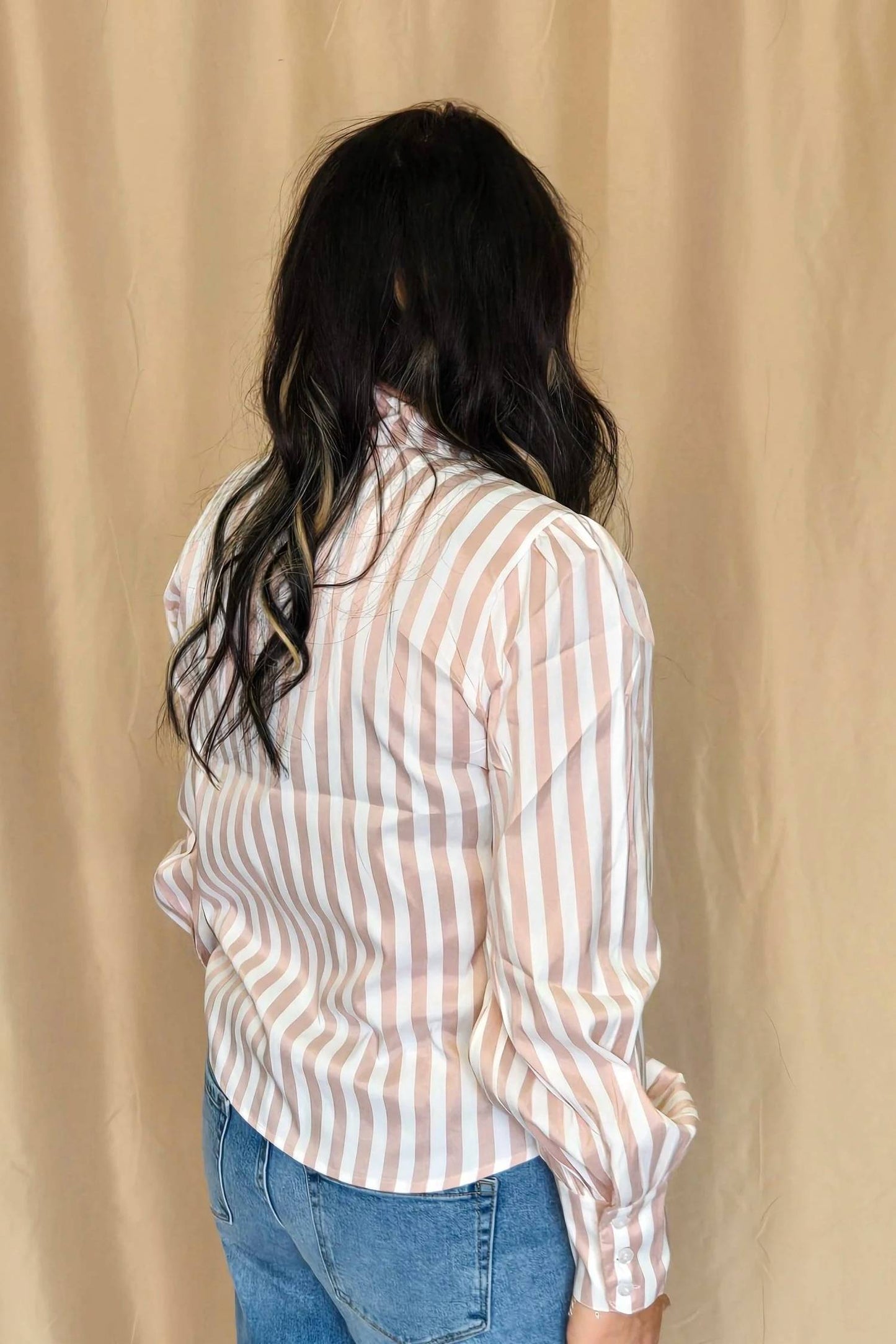Crazy Consuela - Howdy Hanny Stripe Long Sleeve Western Bow Tie Top