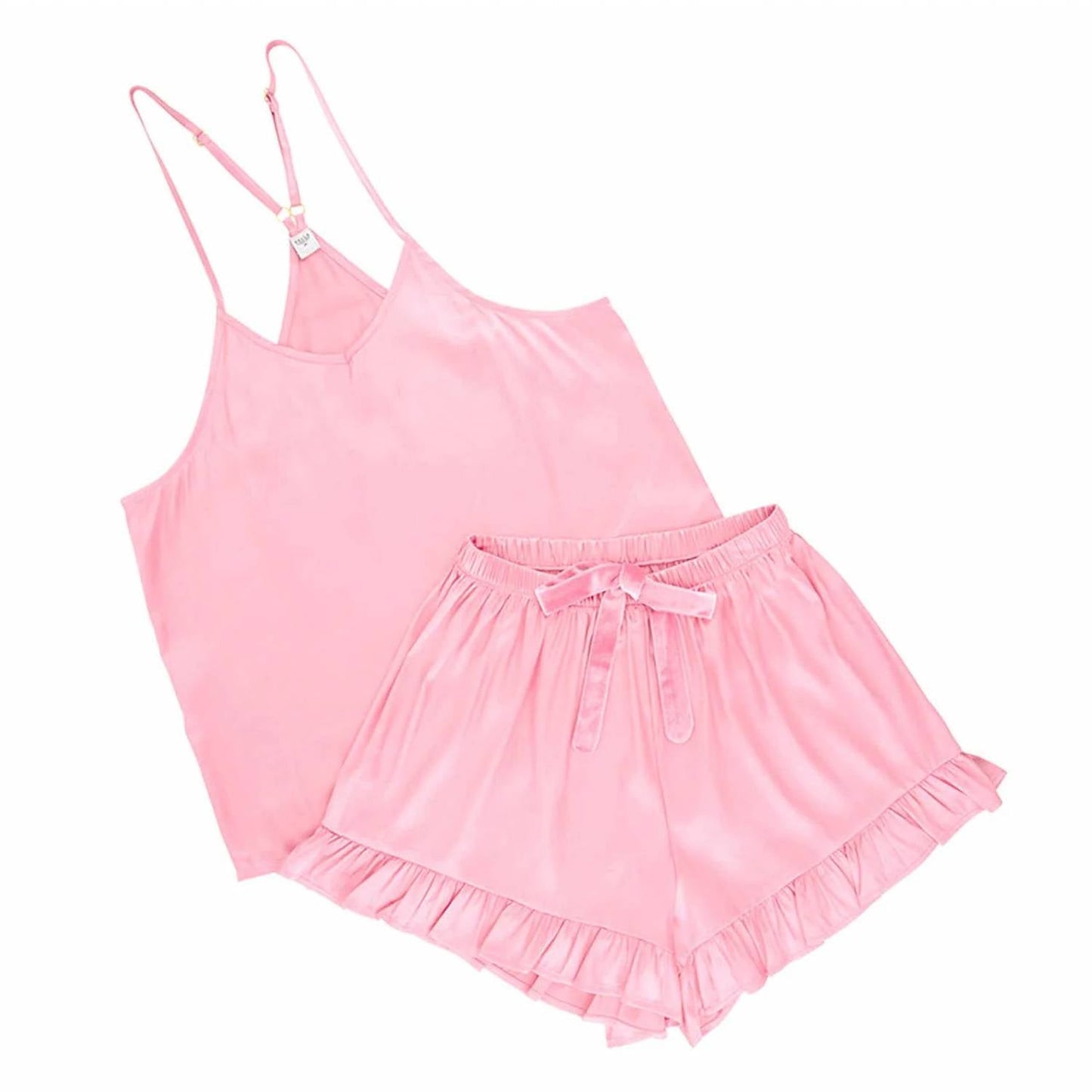 Bella Sleep + Spa - Satin Cami Pajama Set With Ruffle Shorts