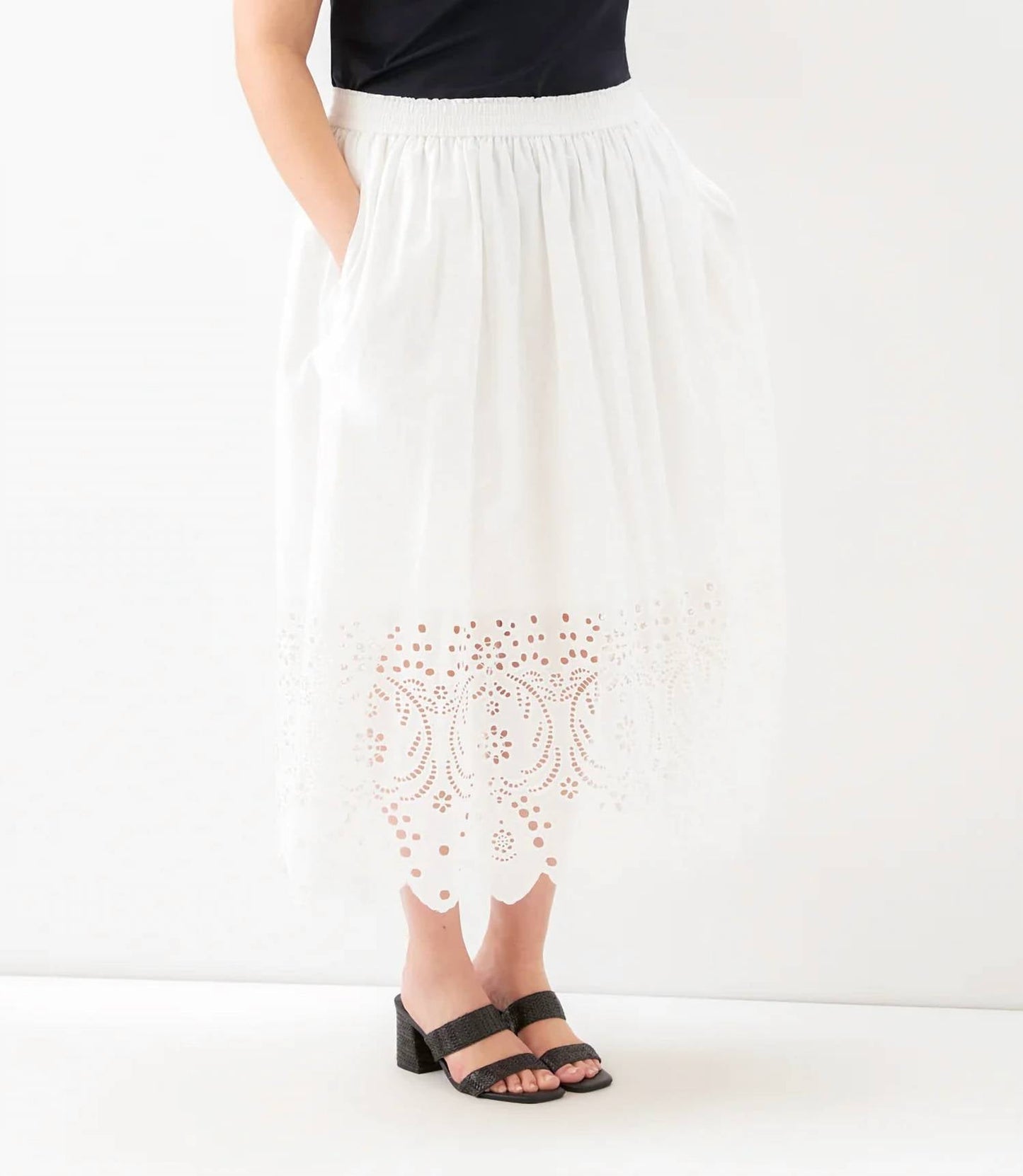 Karen Kane - Cutout Embroidery Midi Skirt - Plus
