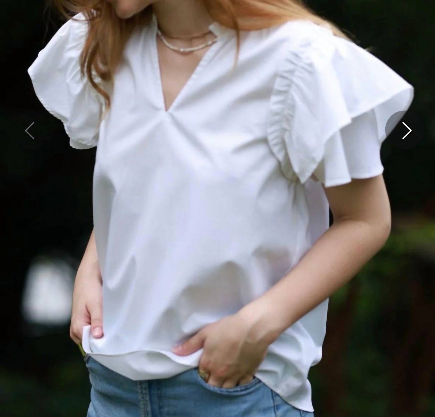 Maude Vivante - Dani Classic Cotton Poplin Flutter Sleeve Top
