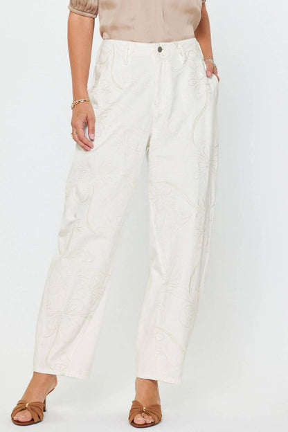 Current Air - Women's Eva Barrel Leg Pants With Embroidery Details