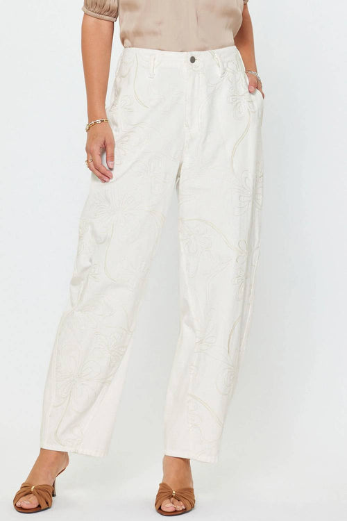 Current Air - Women's Eva Barrel Leg Pants With Embroidery Details