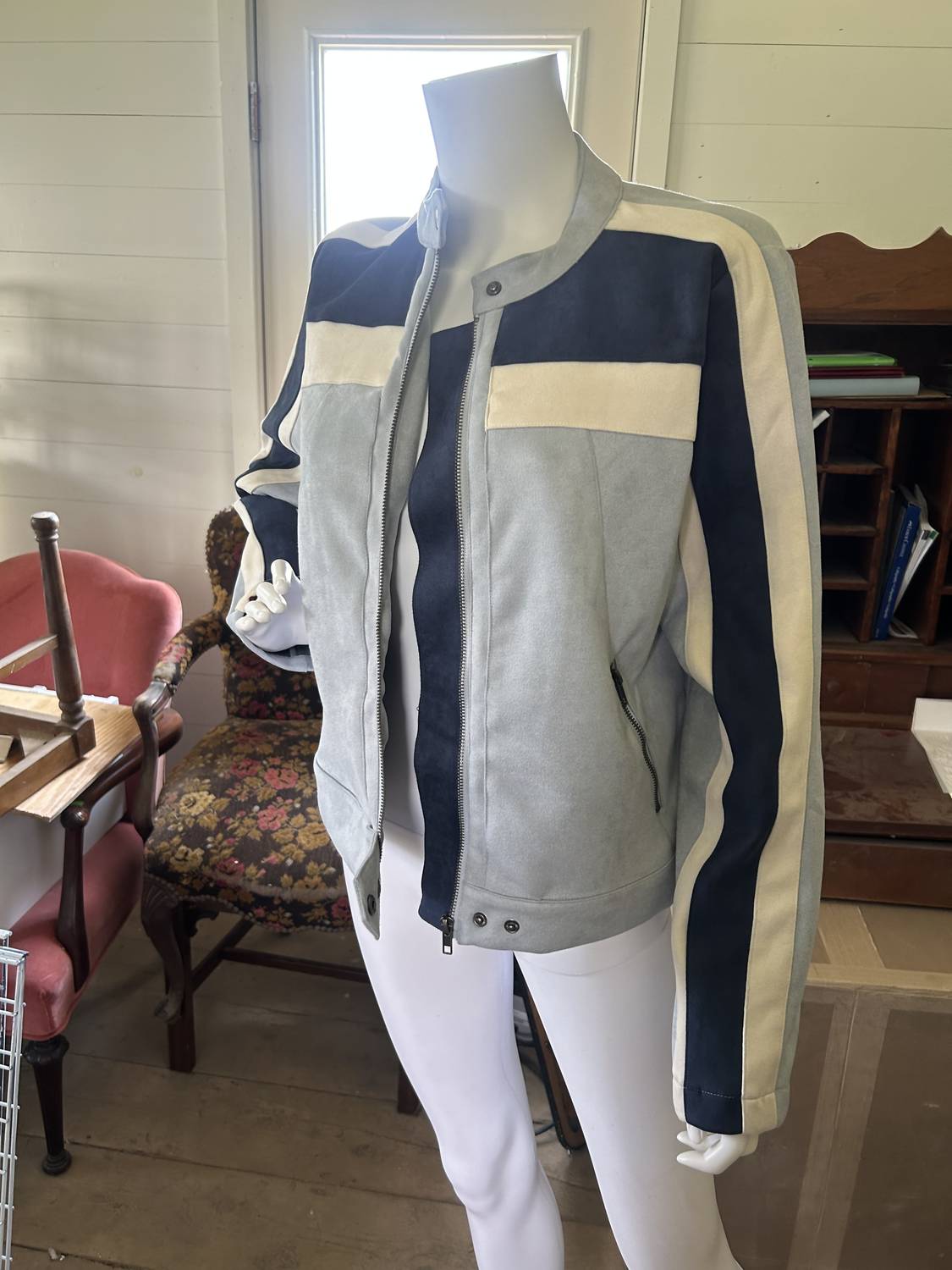Mystree - Women's Color Blocked Moto Jacket
