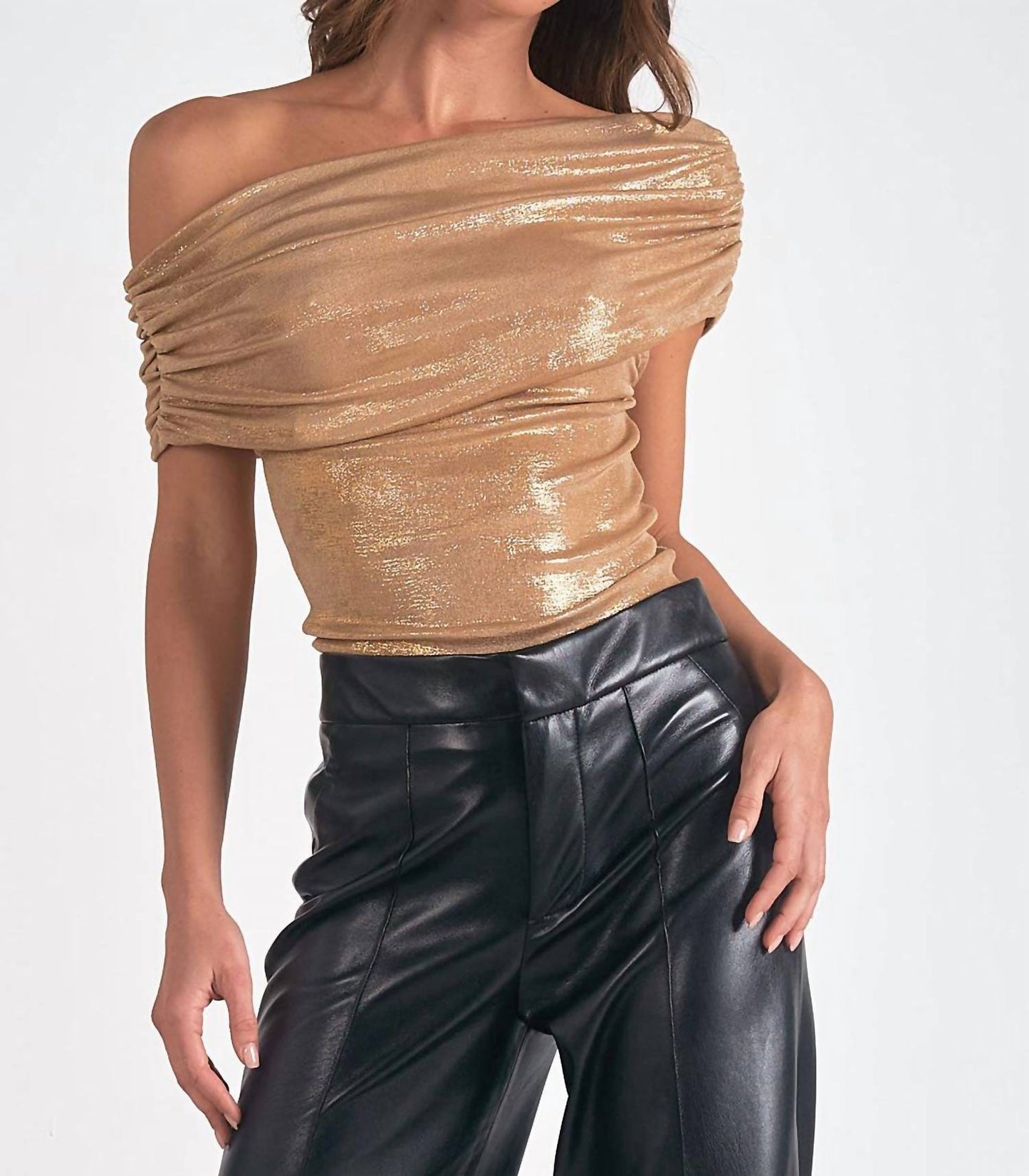 Elan - Metallic Off Shoulder Top
