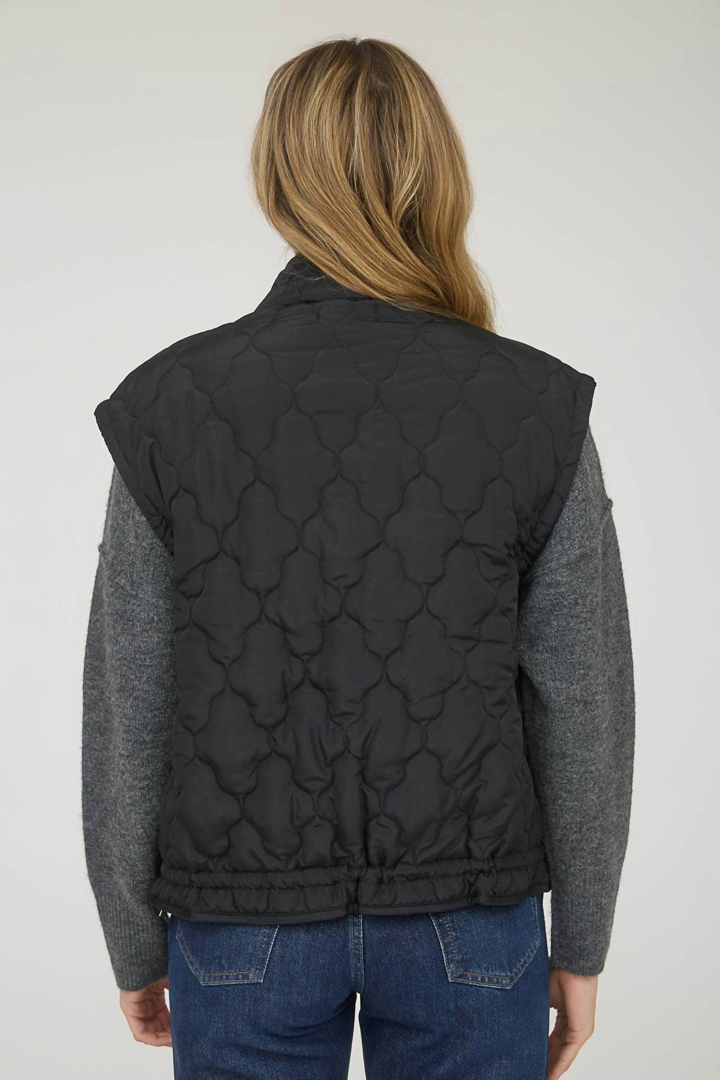 Blu Pepper - Tie-detail Snap-button Quilted Puffer Western Vest