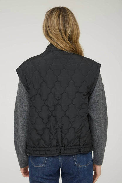 Blu Pepper - Tie-detail Snap-button Quilted Puffer Western Vest