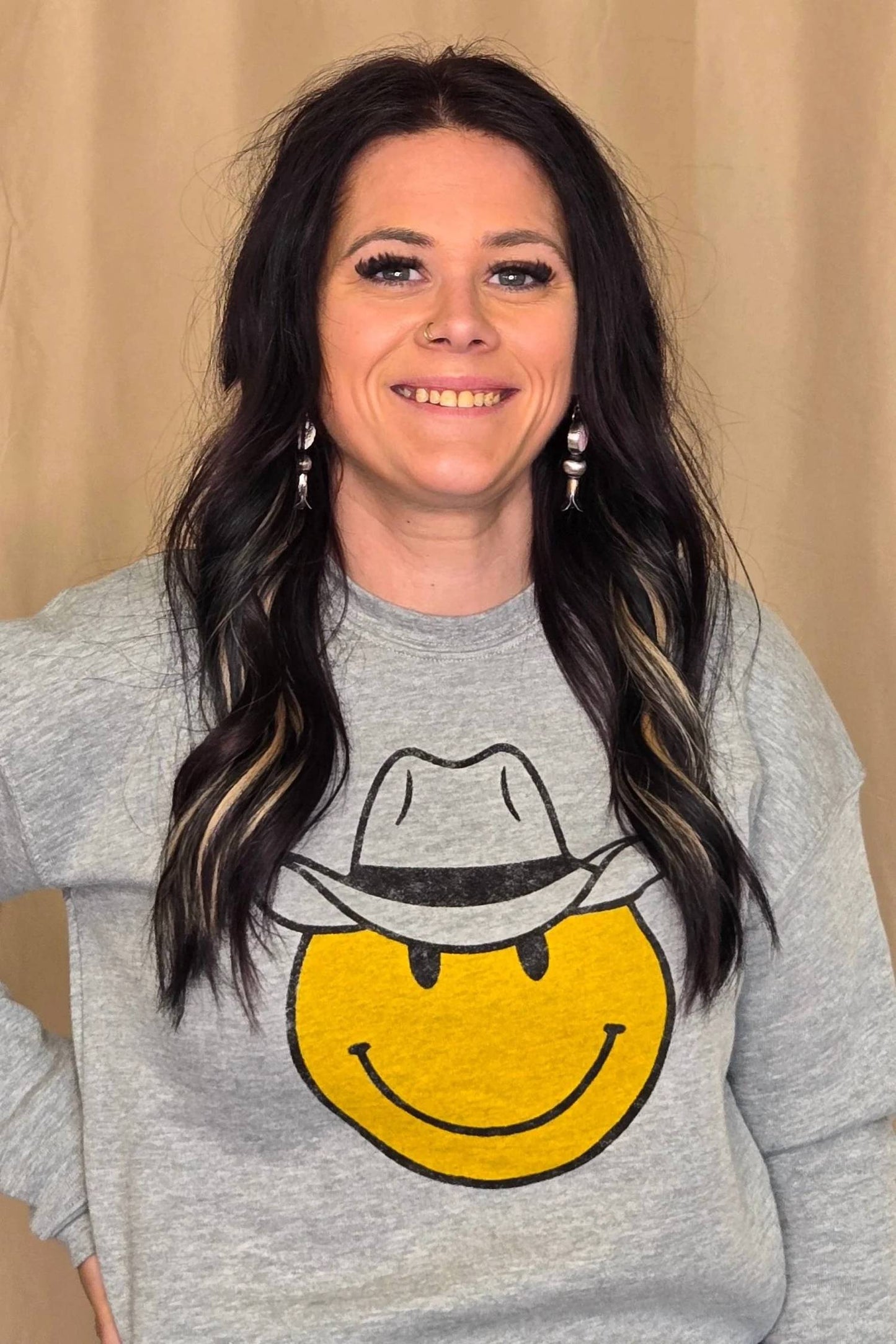 Oat Collective - Cowboy Smiley Western Graphic Sweatshirt