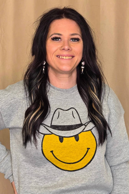 Oat Collective - Cowboy Smiley Western Graphic Sweatshirt