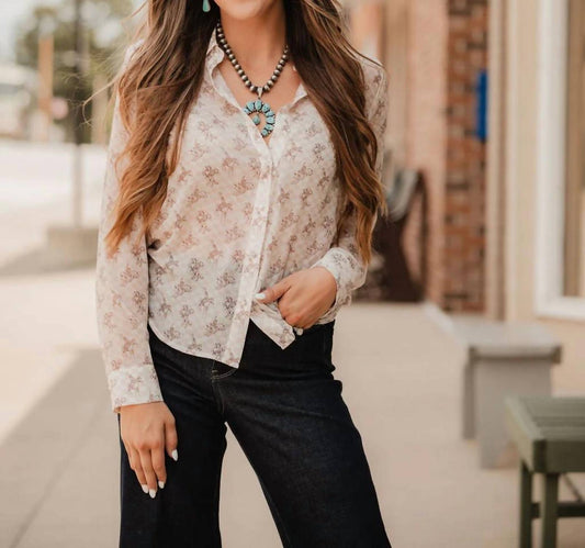Blue B - Let'r Buck Western Chiffon Button-down Blouse