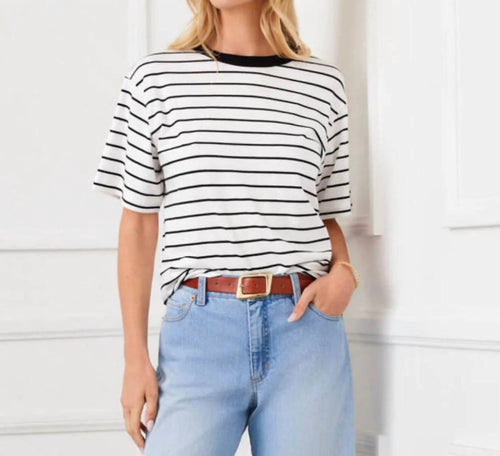 Karen Kane - Stripe Short Sleeve Top - Petite