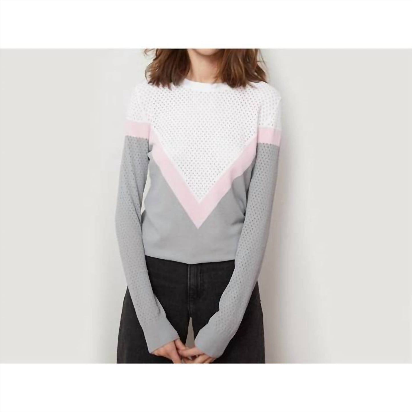 Autumn Cashmere - Mesh Color Block Yoke Sweater