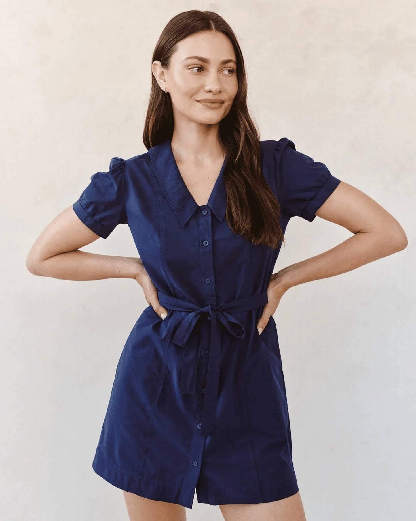 Bella Dahl - Short Sleeve Seamed Puritan Collar Dress