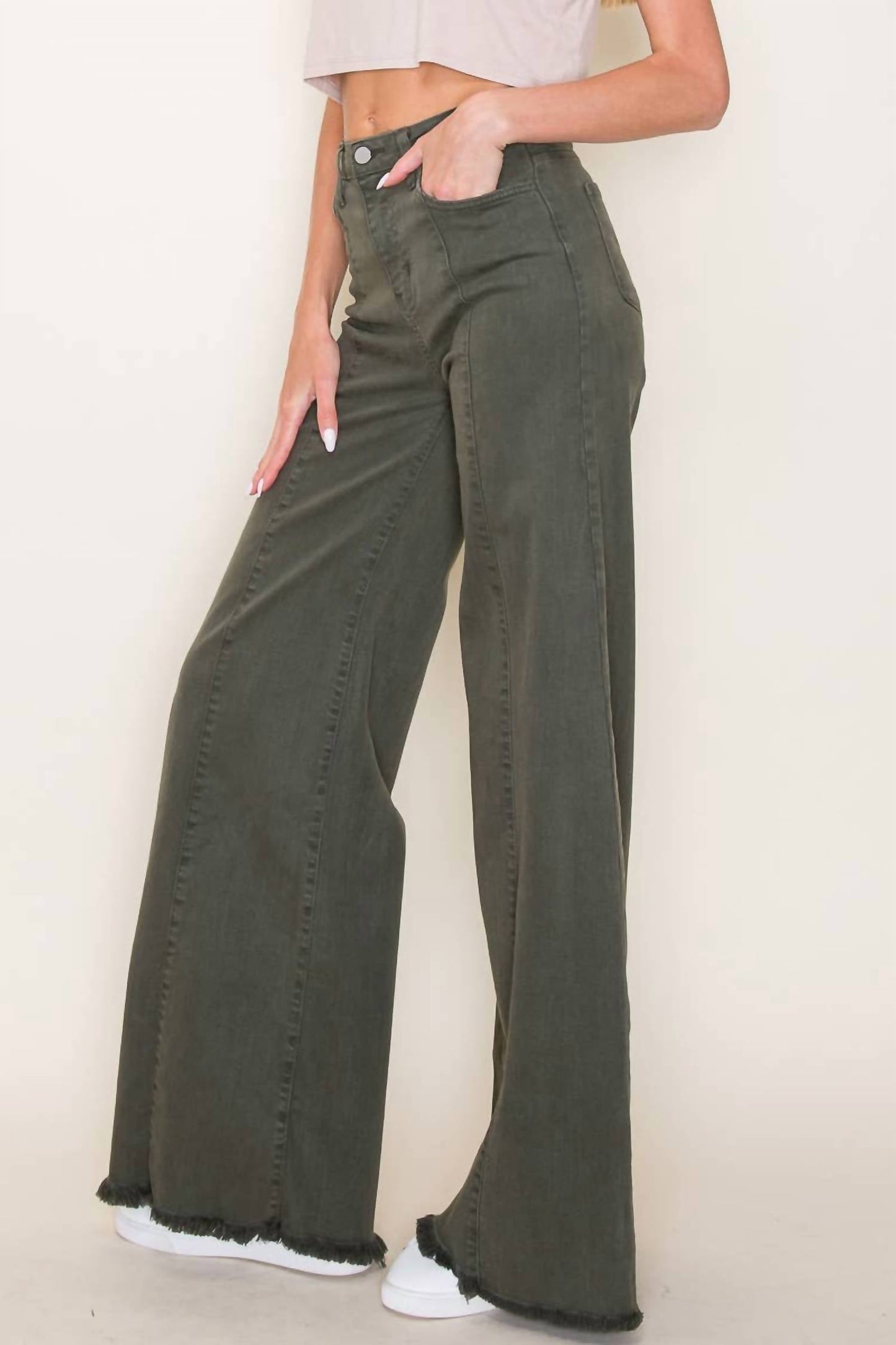 O2 Denim - Front Seam Wide-leg Western Jeans