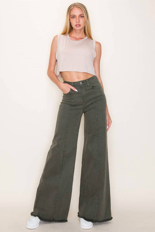 O2 Denim - Front Seam Wide-leg Western Jeans