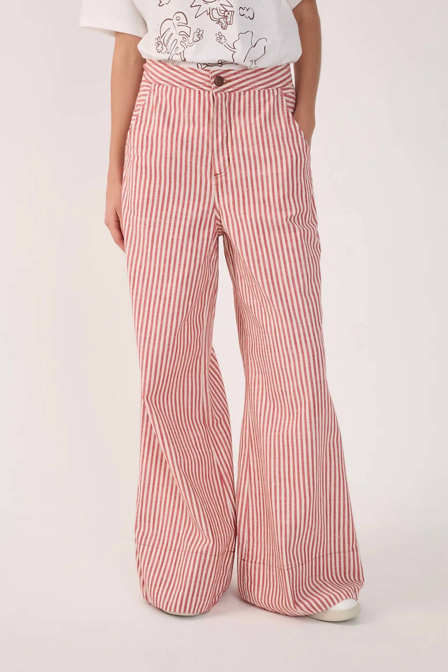 Dress To - Striped Twill Wide Leg Pants