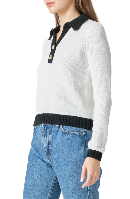 Endless Rose - Johnny Collar Long Sleeve Polo Sweater