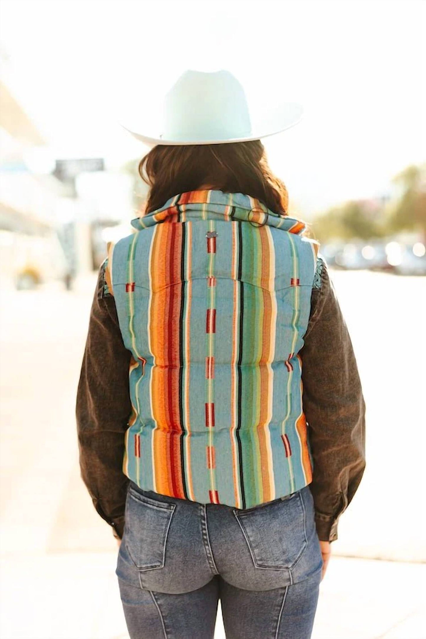 Lucky & Blessed - Serape Western Woven Zip-up Puffer Vest