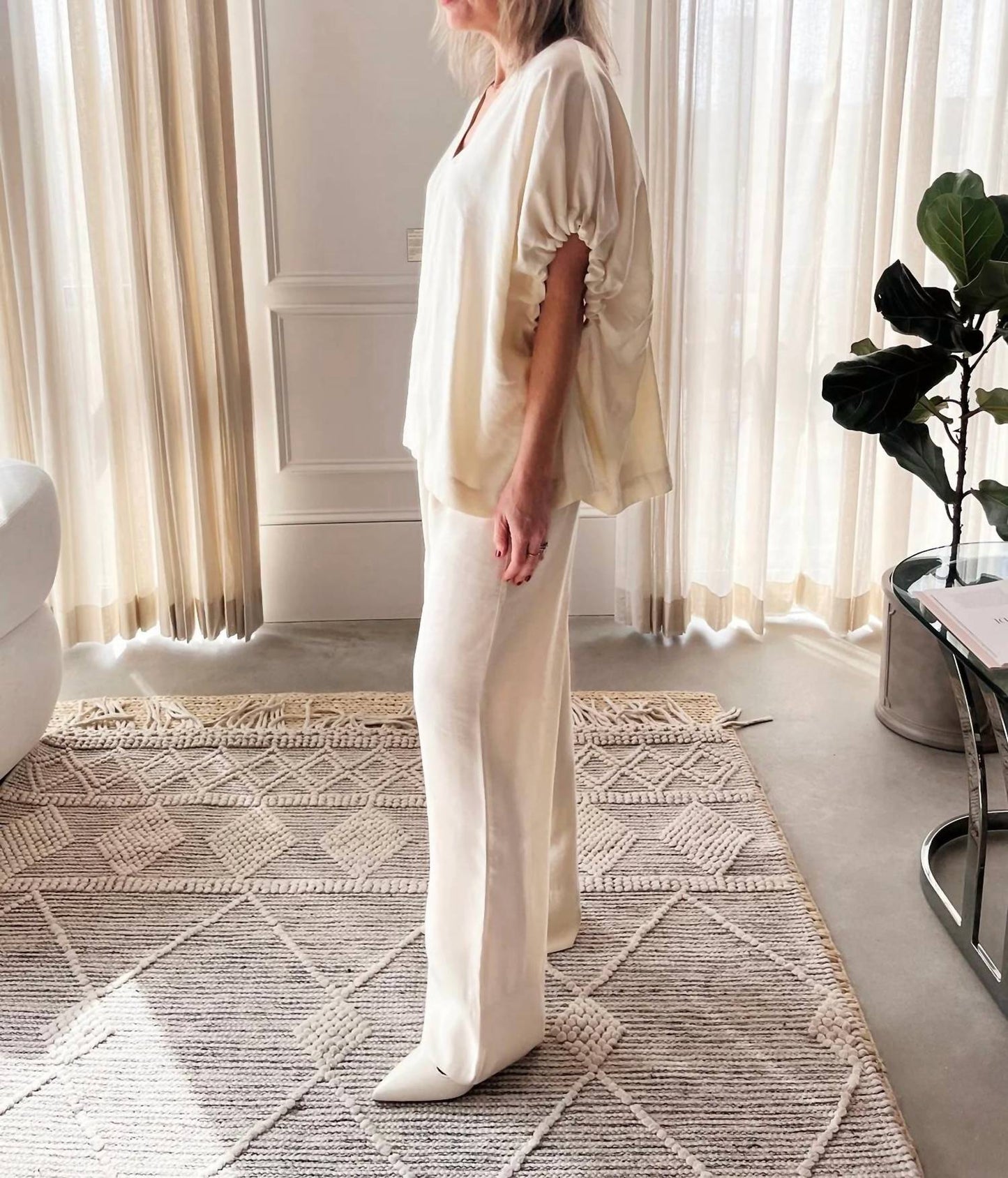 House Of Dagmar - Rouched V-neck Top