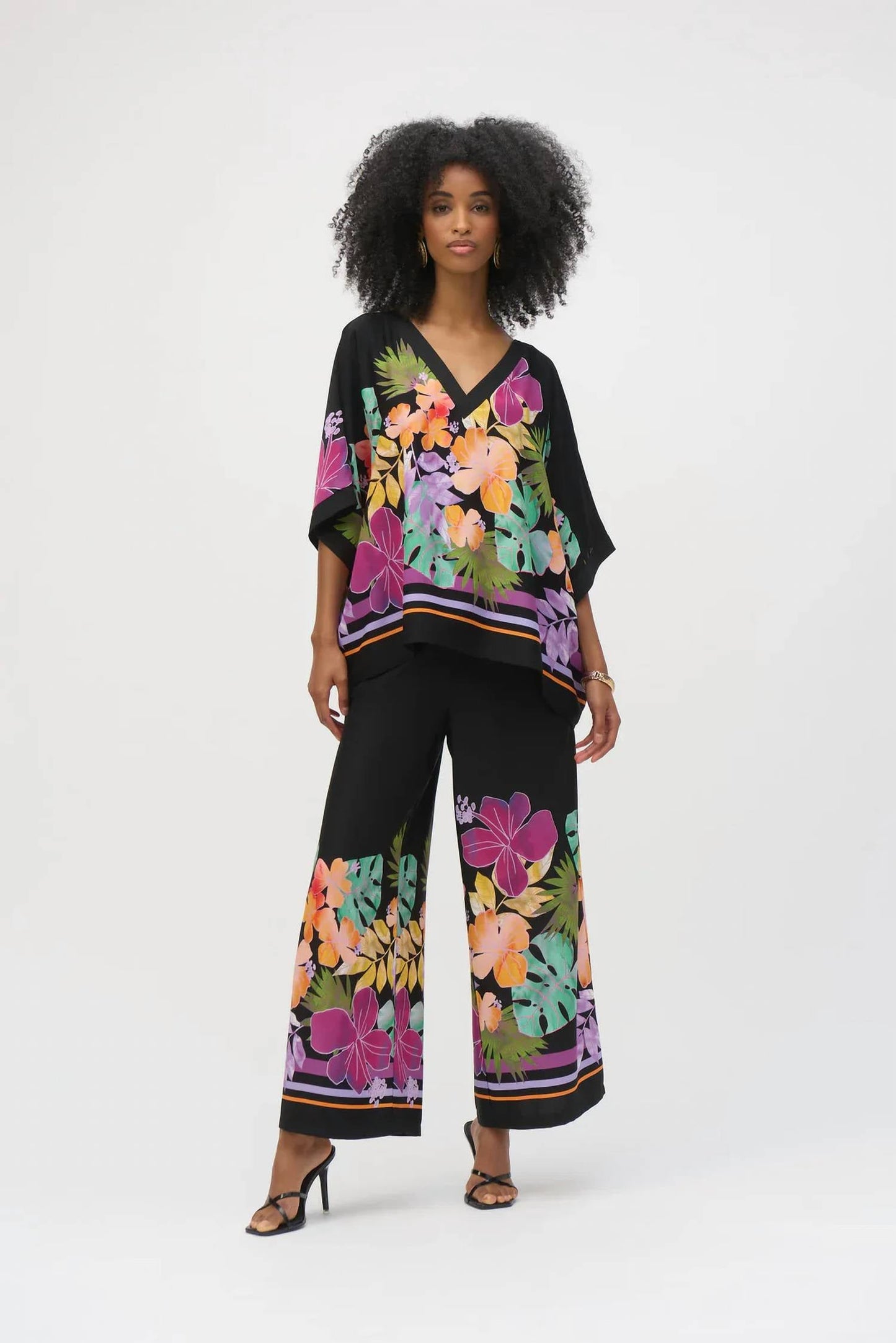 Joseph Ribkoff - Floral Border Print Wide Leg Pants