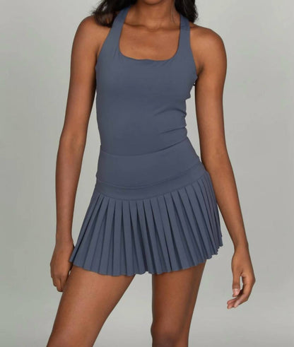 Gold Hinge - Criss Cross Back Pleated Tennis Dress
