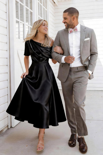 A Line One shoulder Half Sleeve Ankle Length Mother Dresses CM0366