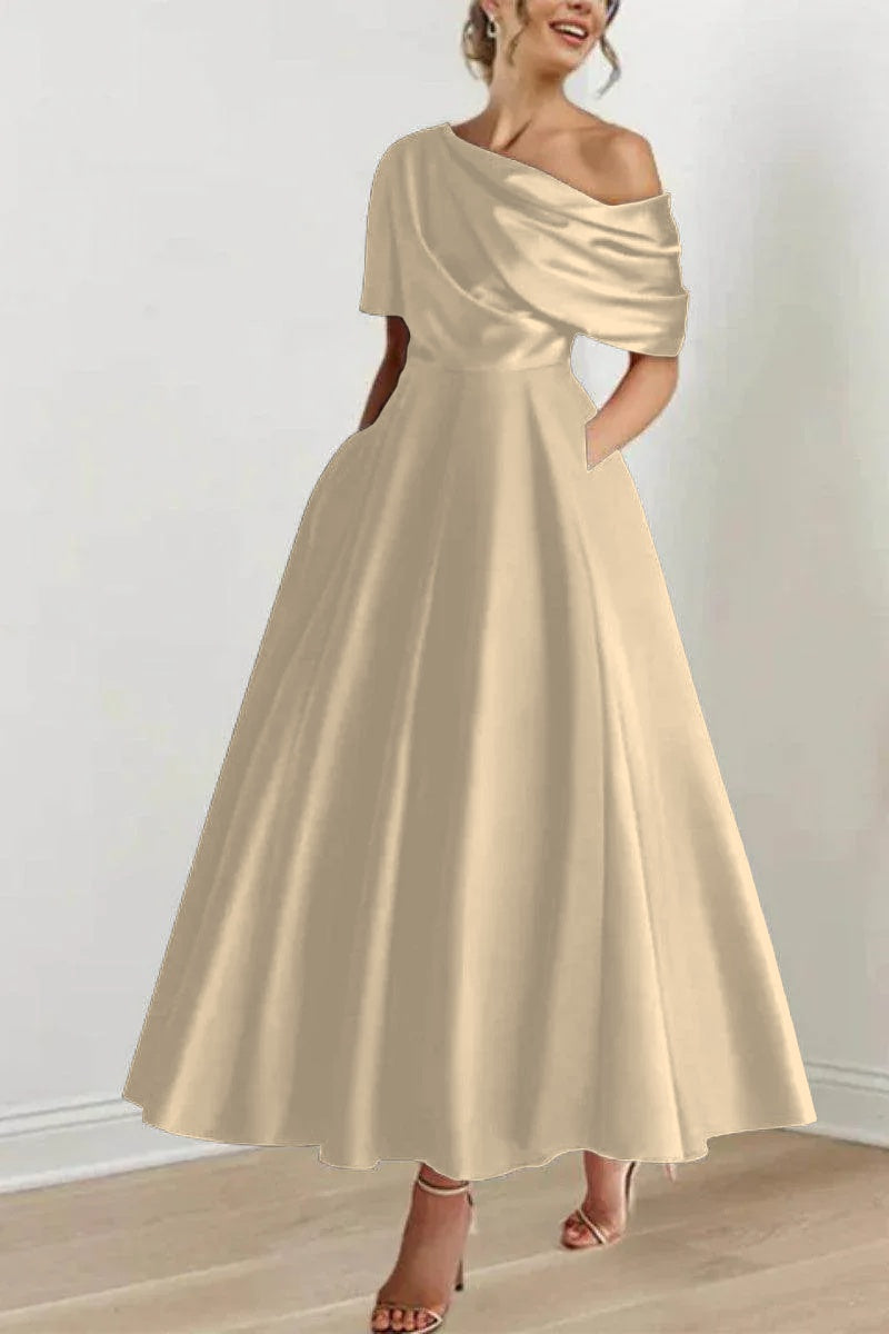 A Line One shoulder Half Sleeve Ankle Length Mother Dresses CM0366