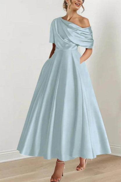 A Line One shoulder Half Sleeve Ankle Length Mother Dresses CM0366