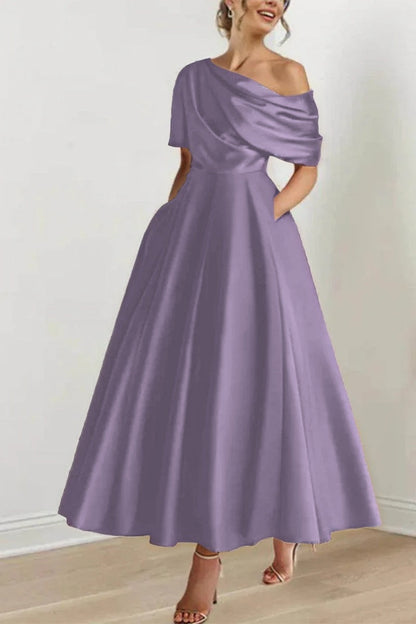 A Line One shoulder Half Sleeve Ankle Length Mother Dresses CM0366