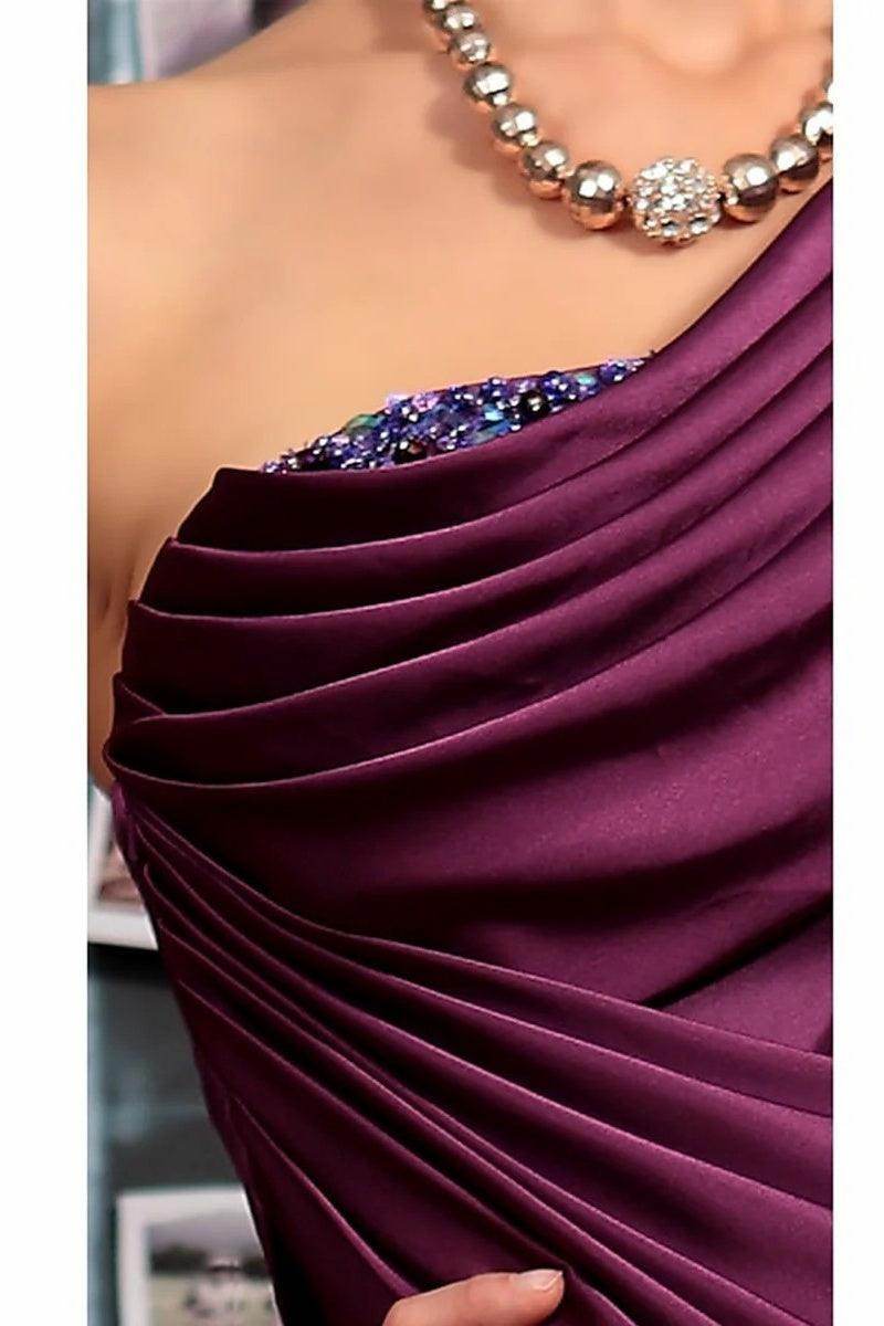 Sheath One Shoulder Sleeveless Floor Length Mother Dresses CM0373