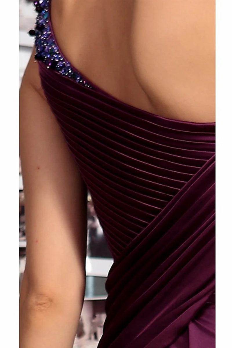 Sheath One Shoulder Sleeveless Floor Length Mother Dresses CM0373