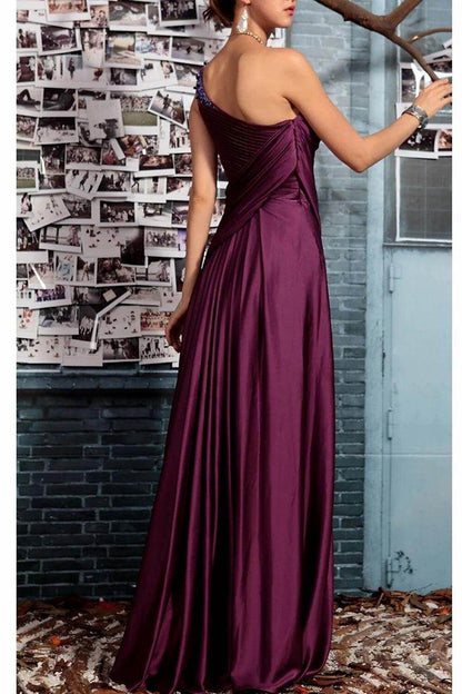 Sheath One Shoulder Sleeveless Floor Length Mother Dresses CM0373
