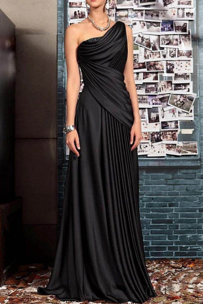 Sheath One Shoulder Sleeveless Floor Length Mother Dresses CM0373