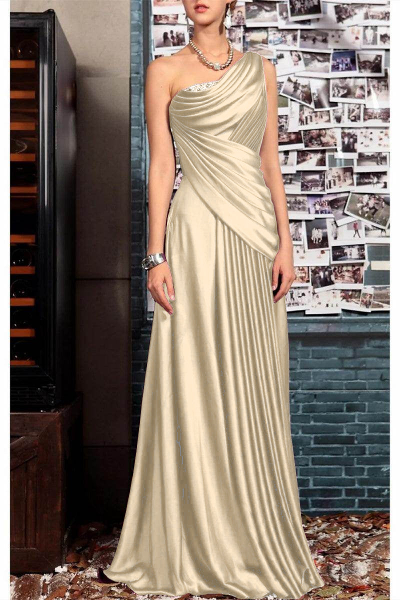 Sheath One Shoulder Sleeveless Floor Length Mother Dresses CM0373