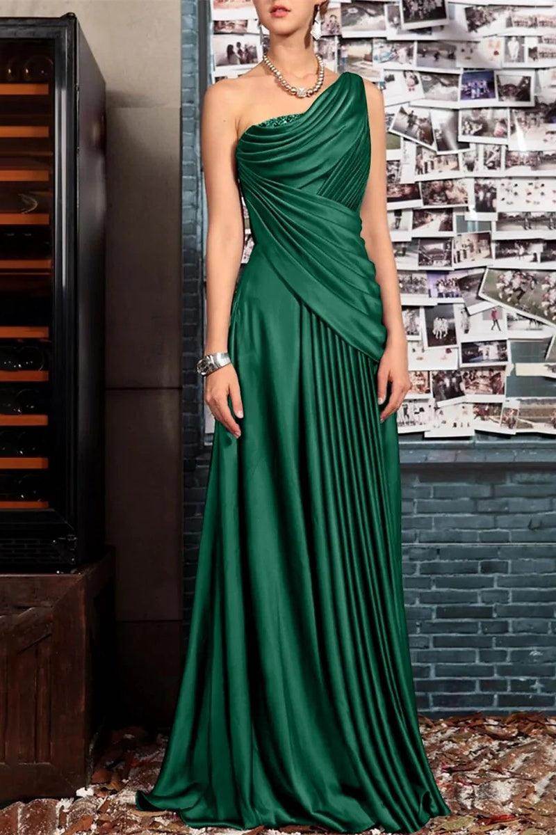 Sheath One Shoulder Sleeveless Floor Length Mother Dresses CM0373