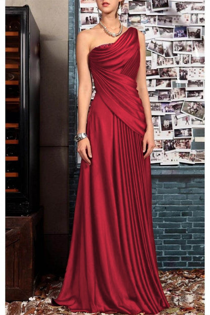 Sheath One Shoulder Sleeveless Floor Length Mother Dresses CM0373