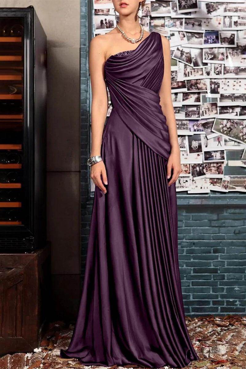 Sheath One Shoulder Sleeveless Floor Length Mother Dresses CM0373