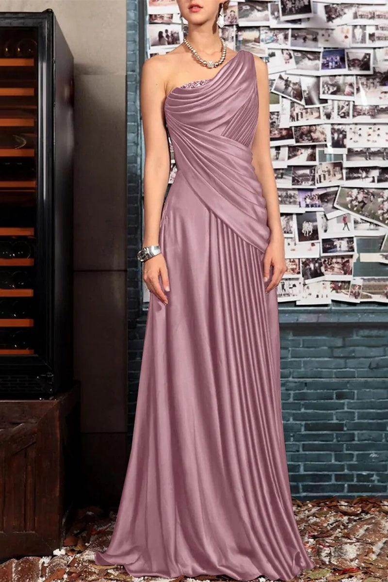 Sheath One Shoulder Sleeveless Floor Length Mother Dresses CM0373