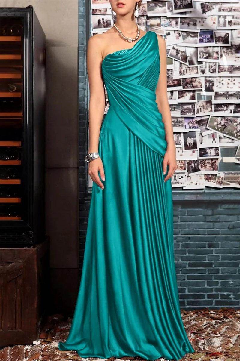 Sheath One Shoulder Sleeveless Floor Length Mother Dresses CM0373