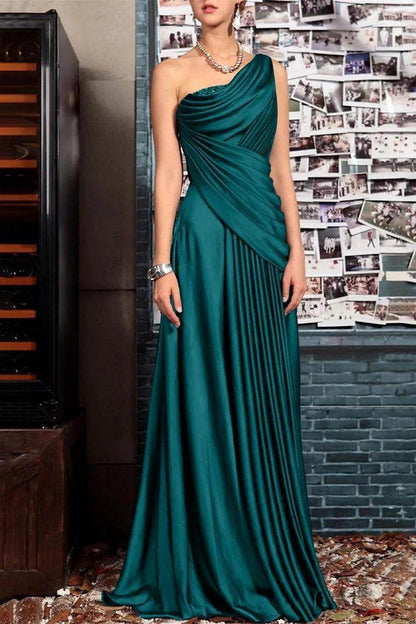 Sheath One Shoulder Sleeveless Floor Length Mother Dresses CM0373