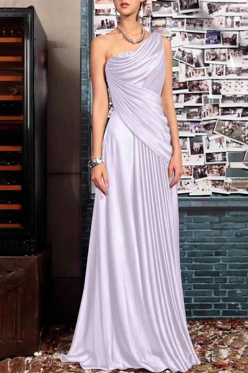 Sheath One Shoulder Sleeveless Floor Length Mother Dresses CM0373