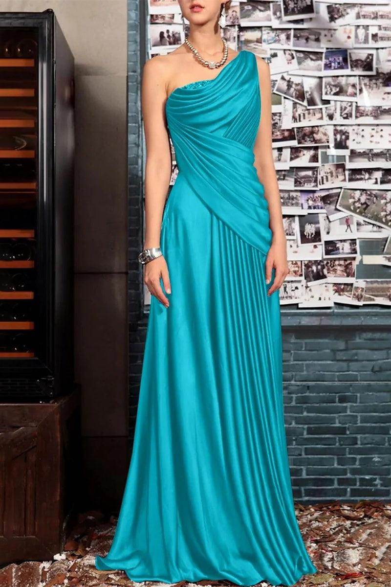 Sheath One Shoulder Sleeveless Floor Length Mother Dresses CM0373