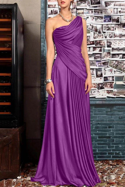 Sheath One Shoulder Sleeveless Floor Length Mother Dresses CM0373