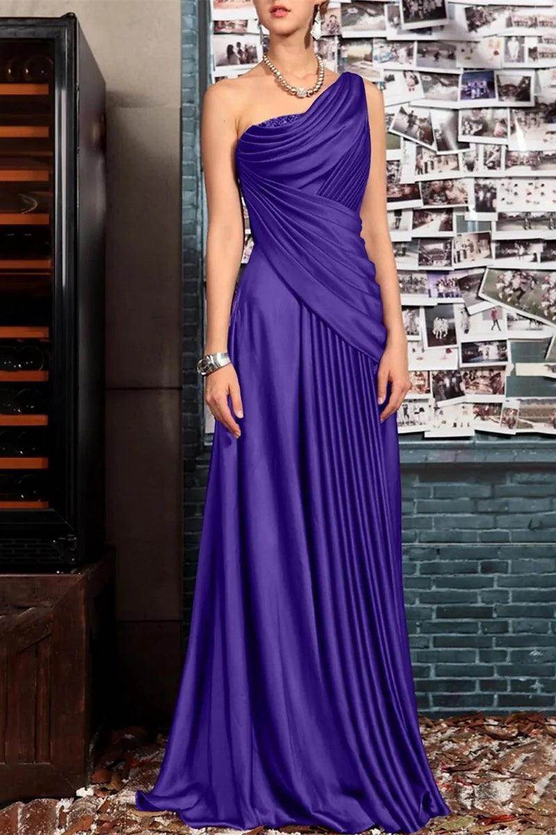 Sheath One Shoulder Sleeveless Floor Length Mother Dresses CM0373