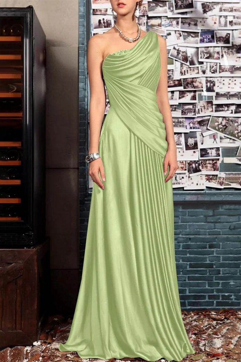 Sheath One Shoulder Sleeveless Floor Length Mother Dresses CM0373