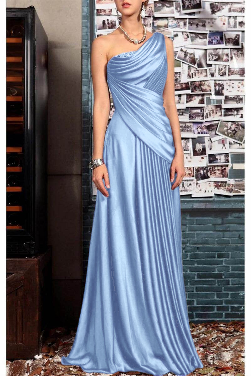 Sheath One Shoulder Sleeveless Floor Length Mother Dresses CM0373